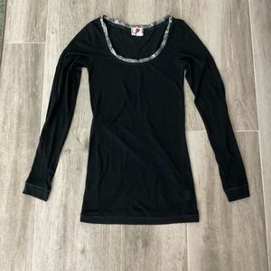 Free People Semi-sheer Black Long Sleeve top